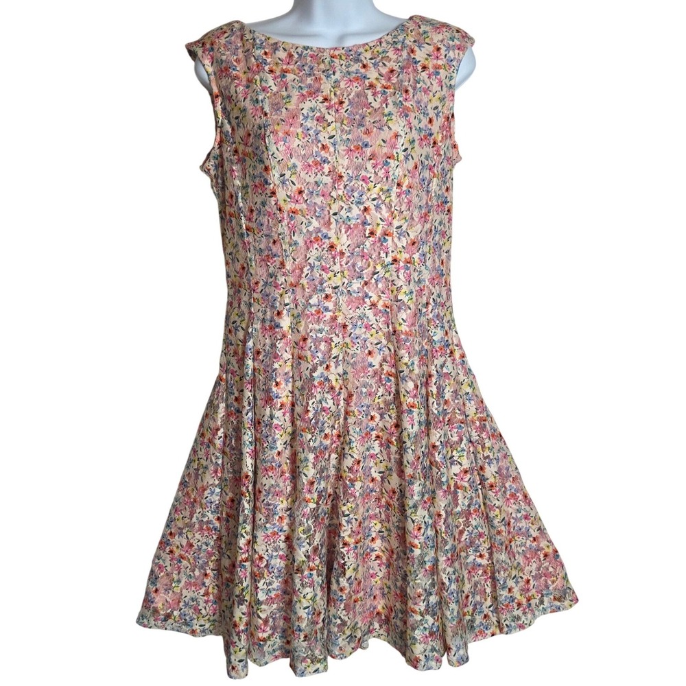 Danny and Nicole Floral Lace Fit and Flare Dress 6 Coquette Feminine Fairy NWT